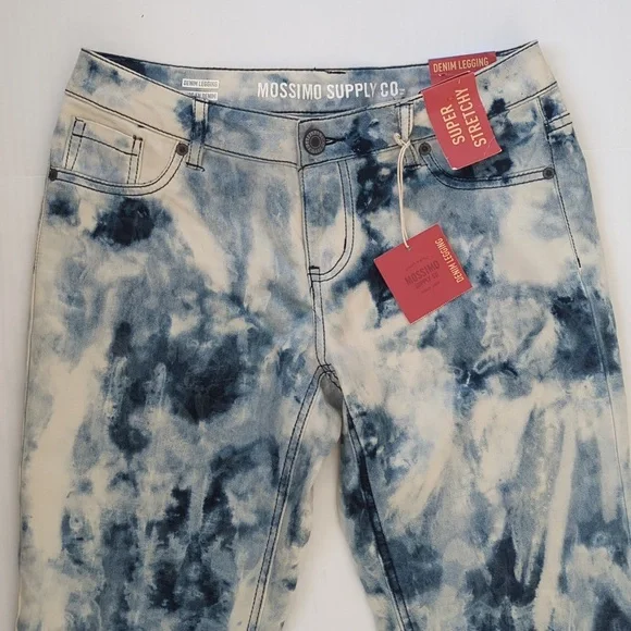 NWT Mossimo Tie Dye Fit 6 Coupe 6 Super Stretch Denim Legging Junior 9 Blue Boho - Picture 3 of 16